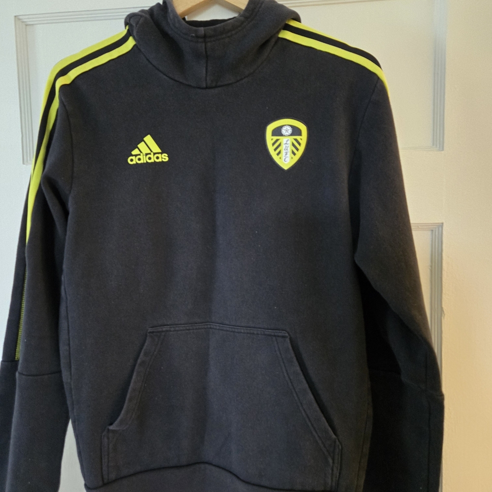 Adidas Black & Neon Yellow Leeds United Hoodie